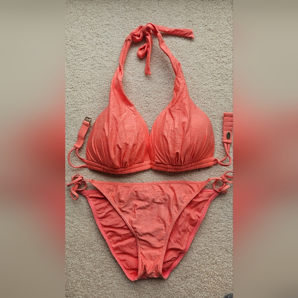 SUNSETS SOFT ORANGE BIKINI SET WITH SARONG LARGE-DD
